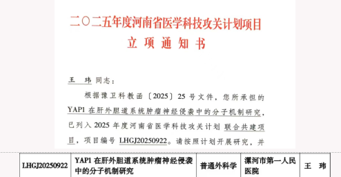 省级立项！我院肝胆外科前沿研究实现新突破